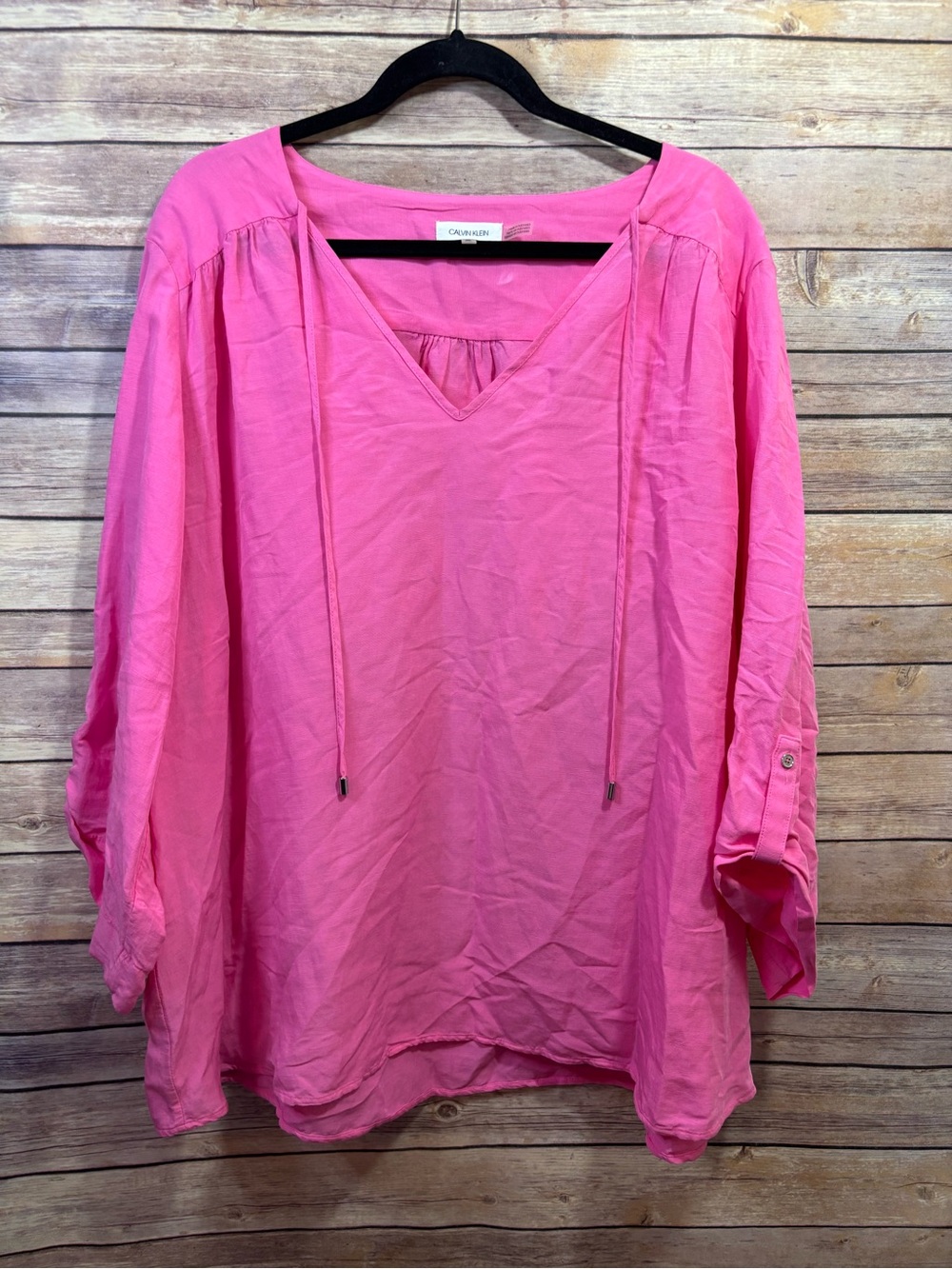 Calvin Klein pink linen blouse top size 3X